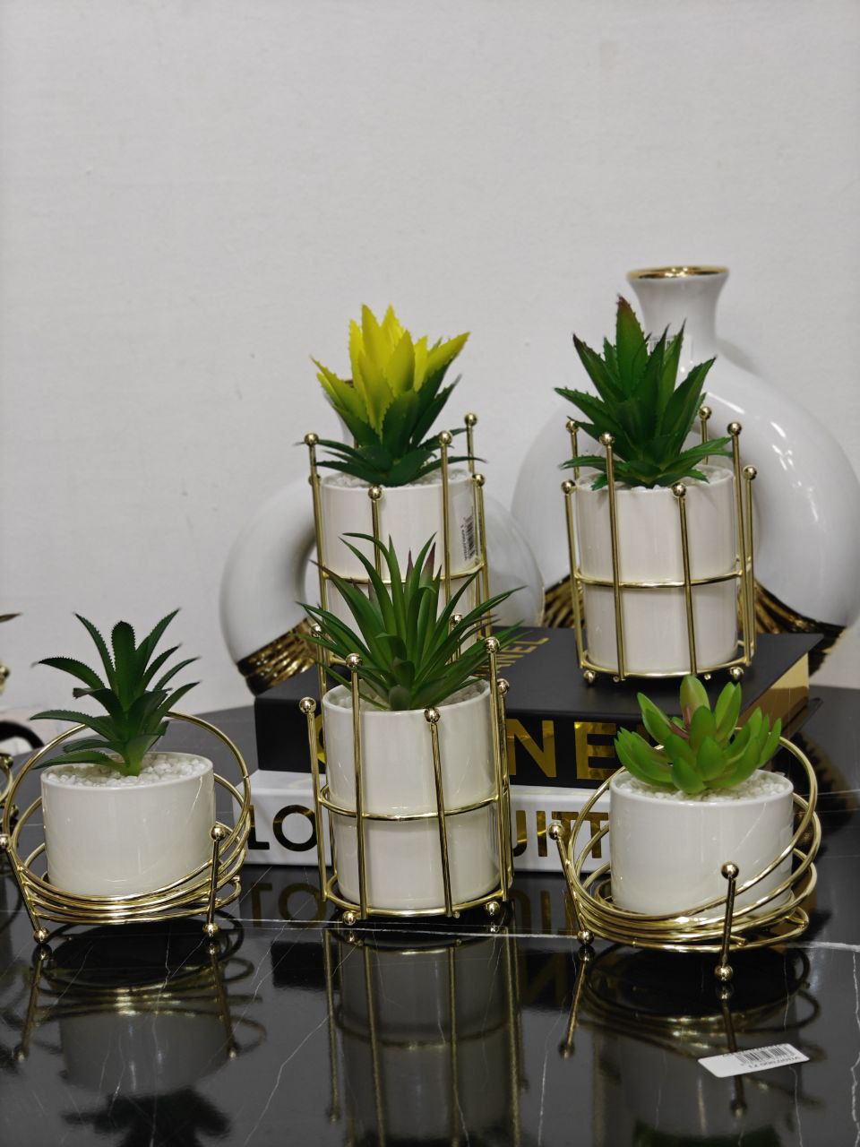 Plante artificielle support doré