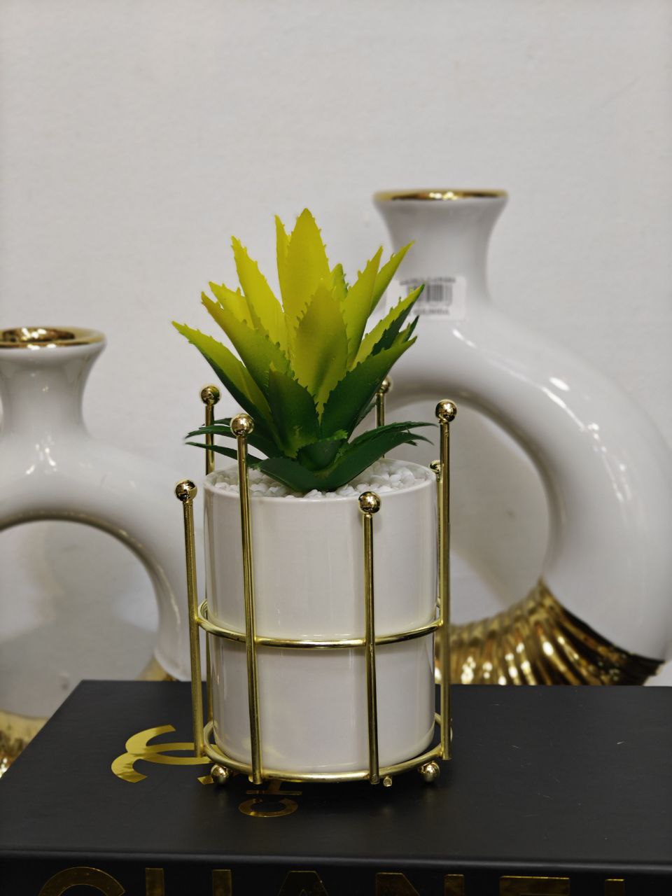 Plante artificielle support doré