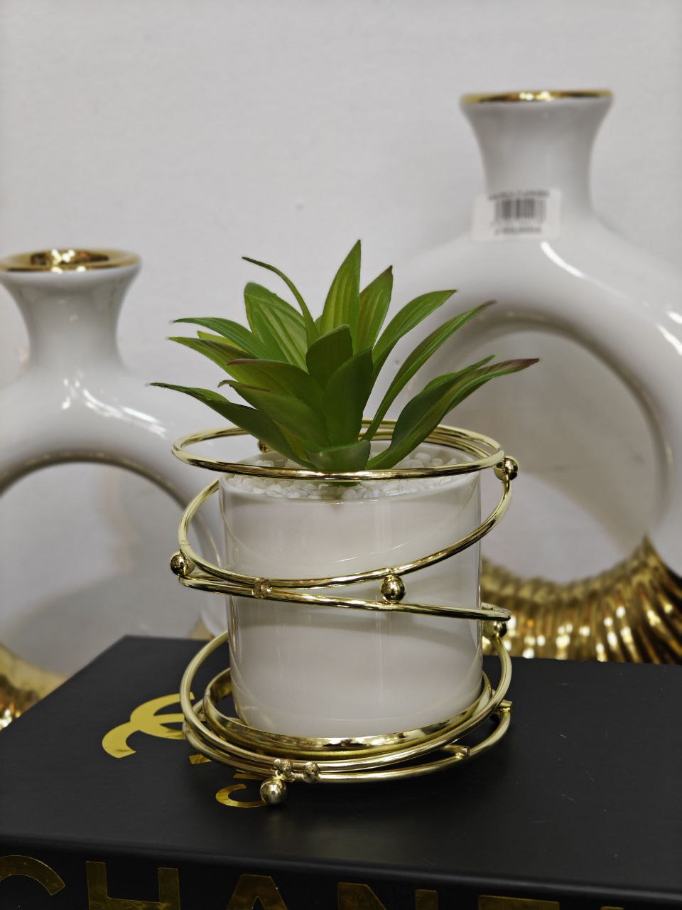 Plante artificielle support doré
