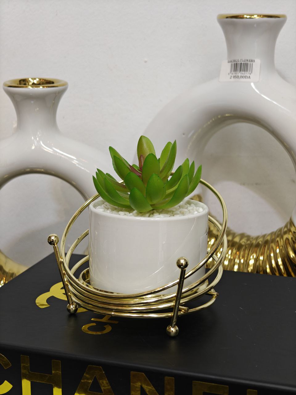 Plante artificielle support doré