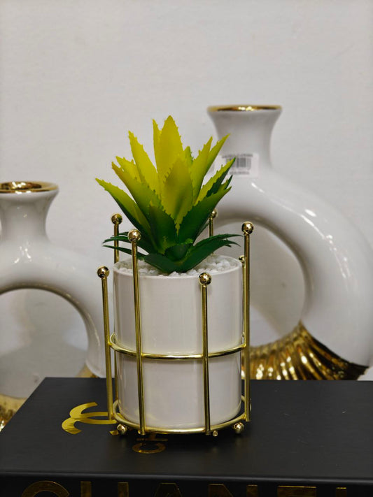 Plante artificielle support doré