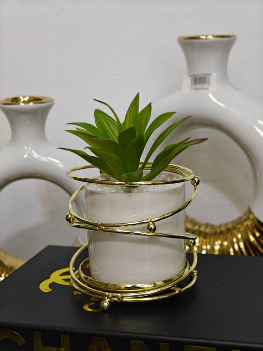 Plante artificielle support doré